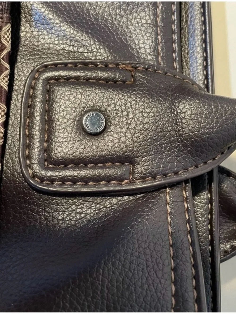Tommy Hilfiger Brown and Cream Logo Tote with Center Stripe